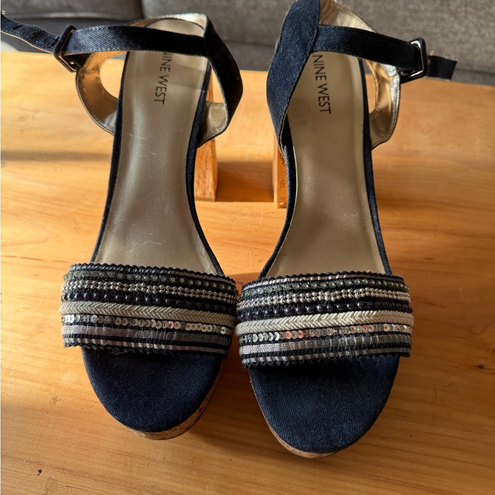 Nine West Navy Strappy Sandals